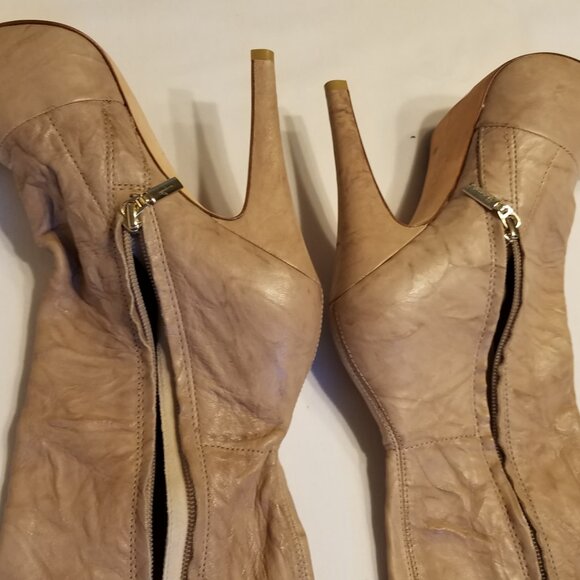 Report Signature Fairfax 2 Tan Leather Over The Knee Stiletto Boots 7.5M - Picture 13 of 16
